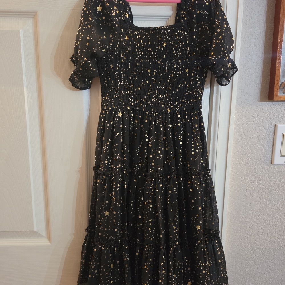 Black and Gold Starry Kids Dress